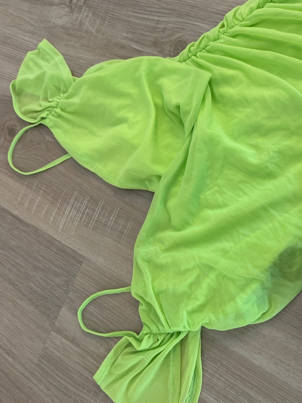 SHEIN Neon Lime Ruched Mini Dress